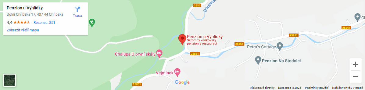 Penzion U vyhlídky, Mapa Google